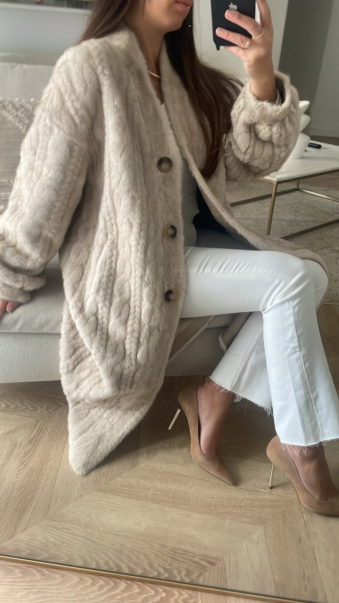Manteau long beige vegan
