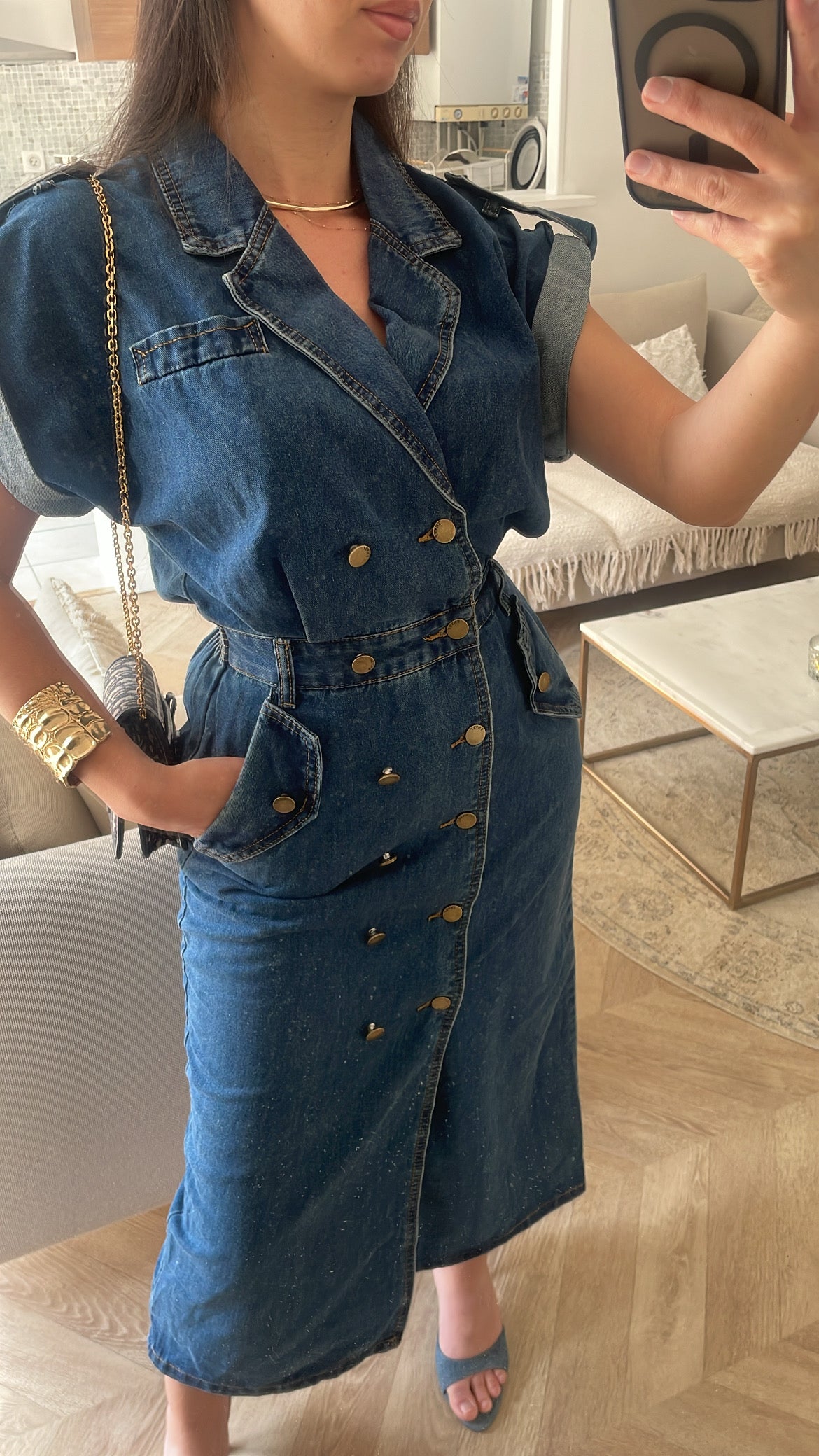 Robe longue en denim