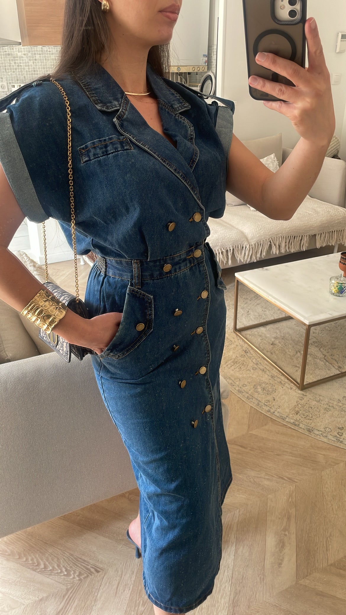 Robe longue en denim
