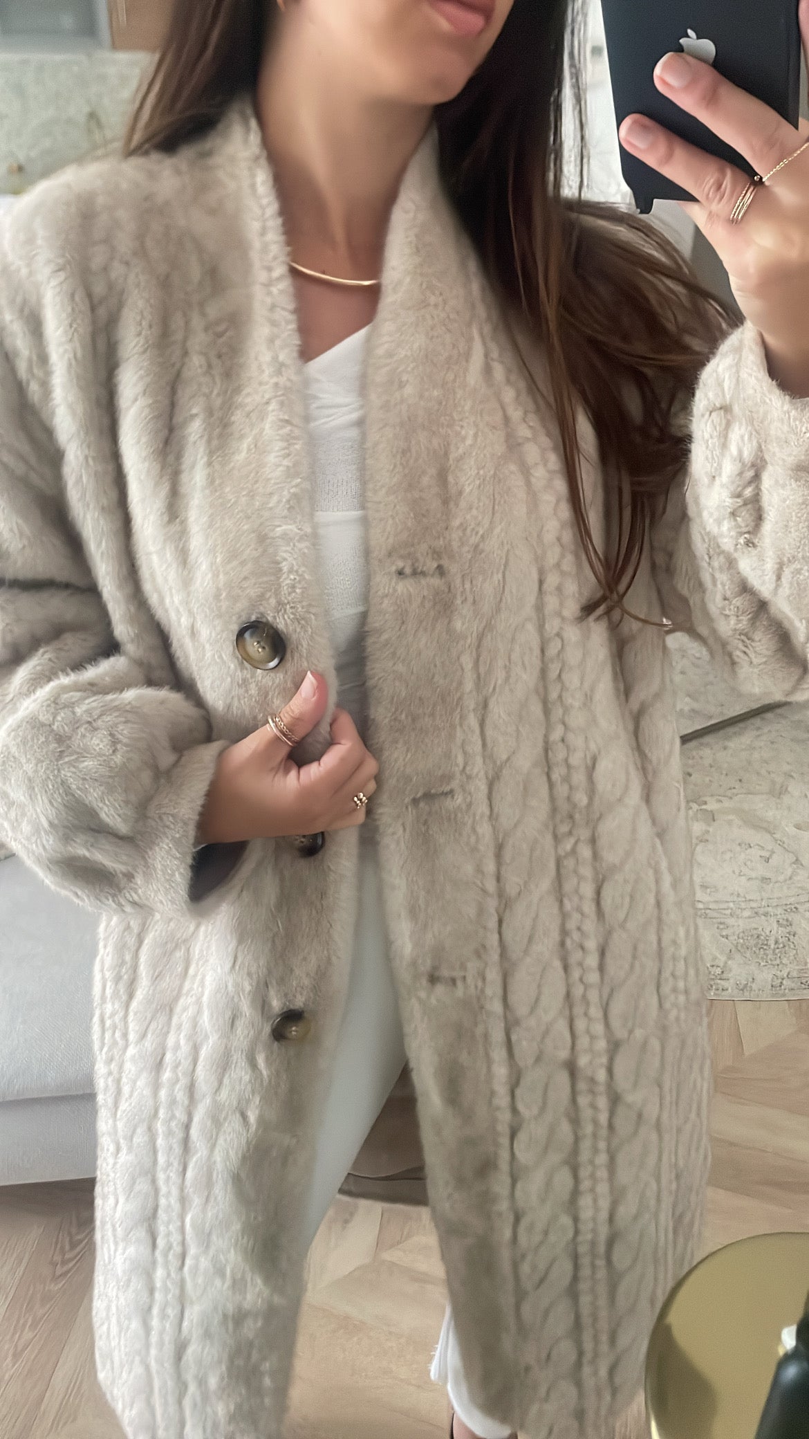 Manteau long beige vegan