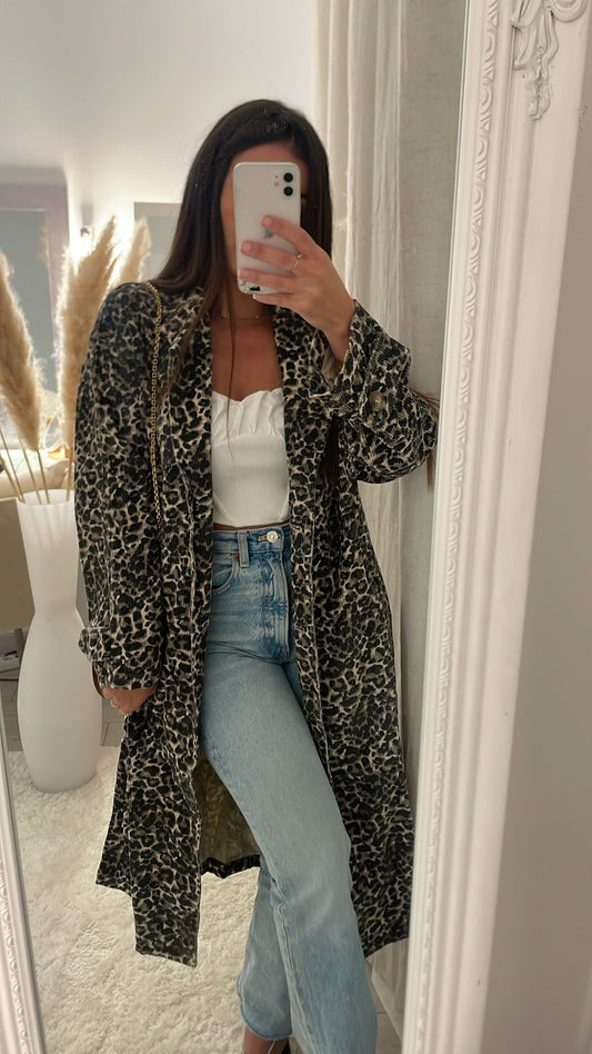 Veste longue léopard