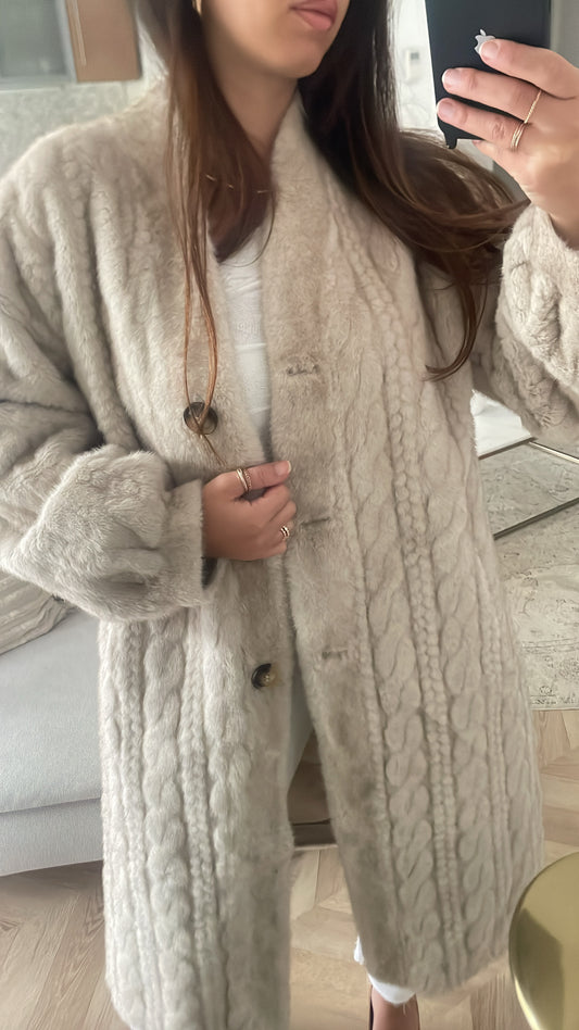 Manteau long beige vegan