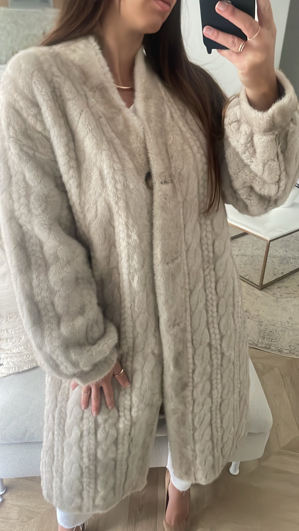 Manteau long beige vegan